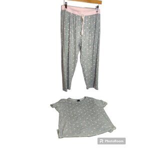 Rene Rafe Sleepwear Pink and Grey Polka dot set, size M